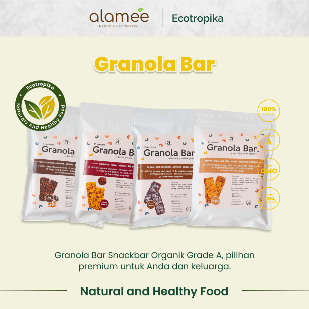 

Granola Bar Snackbar Cemilan Diet Healthy Snack Sehat Camilan 80gr