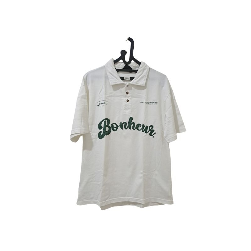 SMOOTH BASIC Vintage Polo Oversized Shirt - Bonheur White
