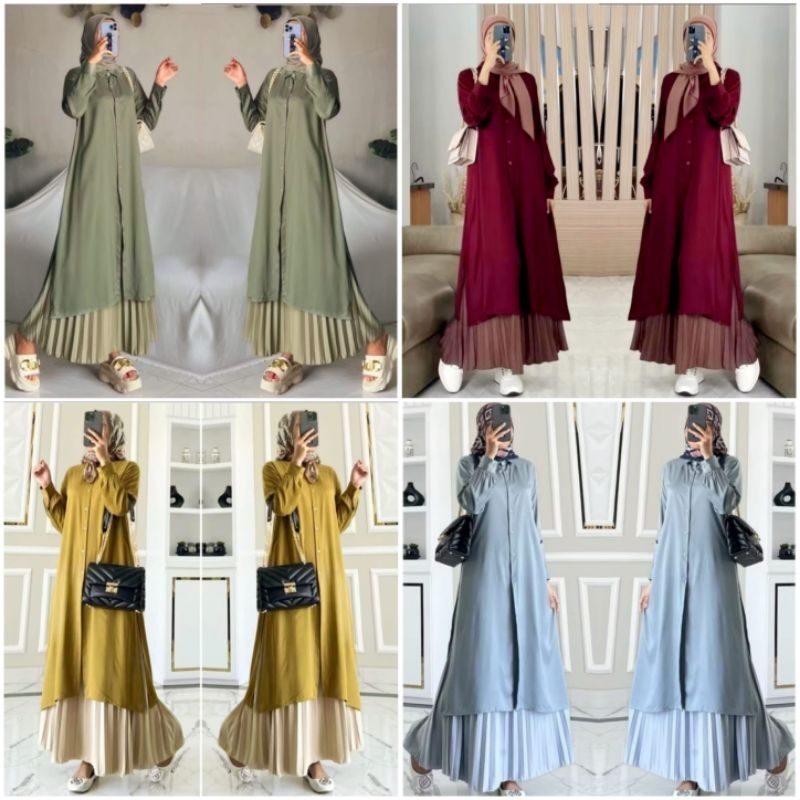 RB Syfa Tunik Panjang Wanita Terbaru Allsize Full Kancing Depan Atasan Wanita Tunik Busui Kekinian