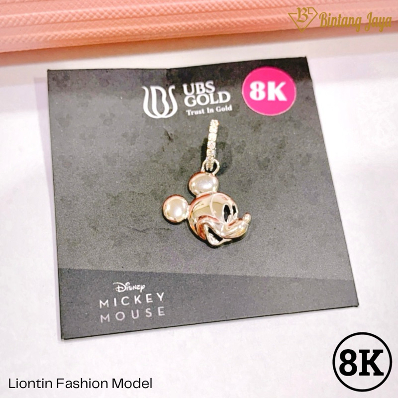 Set Anting & Liontin Emas Putih Fashion Model Minnie Mouse by UBS - Whitegold 8K