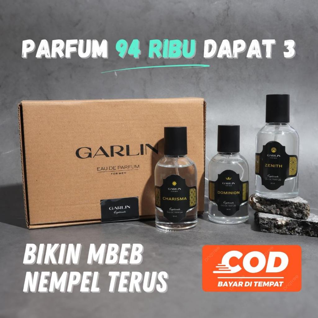 GARLIN PARFUM PREMIUM COWOK COOL GANTENG 100% BPOM TAHAN LAMA EDP WANGI KHARISMATIK MEWAH ORIGINAL