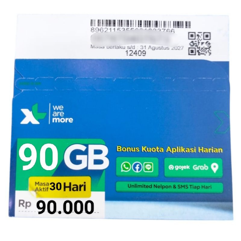 Kartu Perdana XL Bebas Puas 90 GB