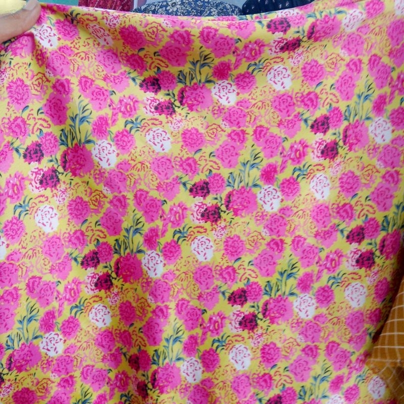 kain satin silk motif bunga - kain satin silk meteran - kain satin silk premium - kain satin Velvet 