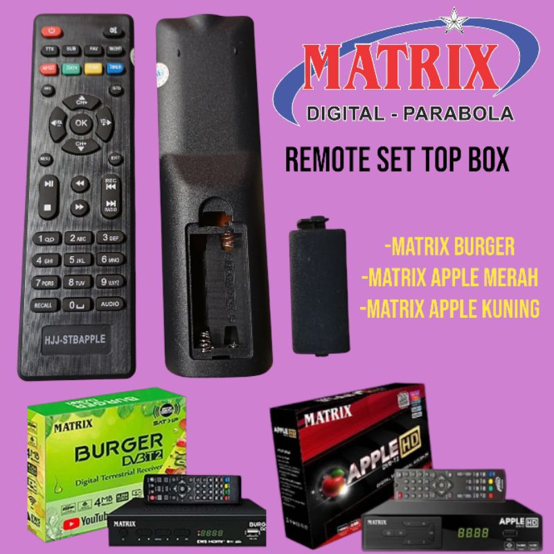 (1 pcs) Remote Remot SET TOP BOX STB / Matrix Apple Merah/ Matrix Apple kuning / Matrix Burger