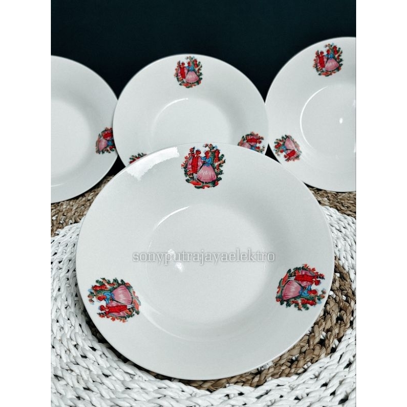 [6pcs]Piring makan keramik Nyonya | Piring makan keramik Pari Ukuran 20.5cm | Piring keramik | Pirin