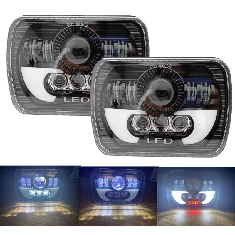 Head lamp 7 Inch Lampu Utama Lampu Kabut LED Katana Taft Feroza L300 Jeep 90W Lampu Depan LED Perseg