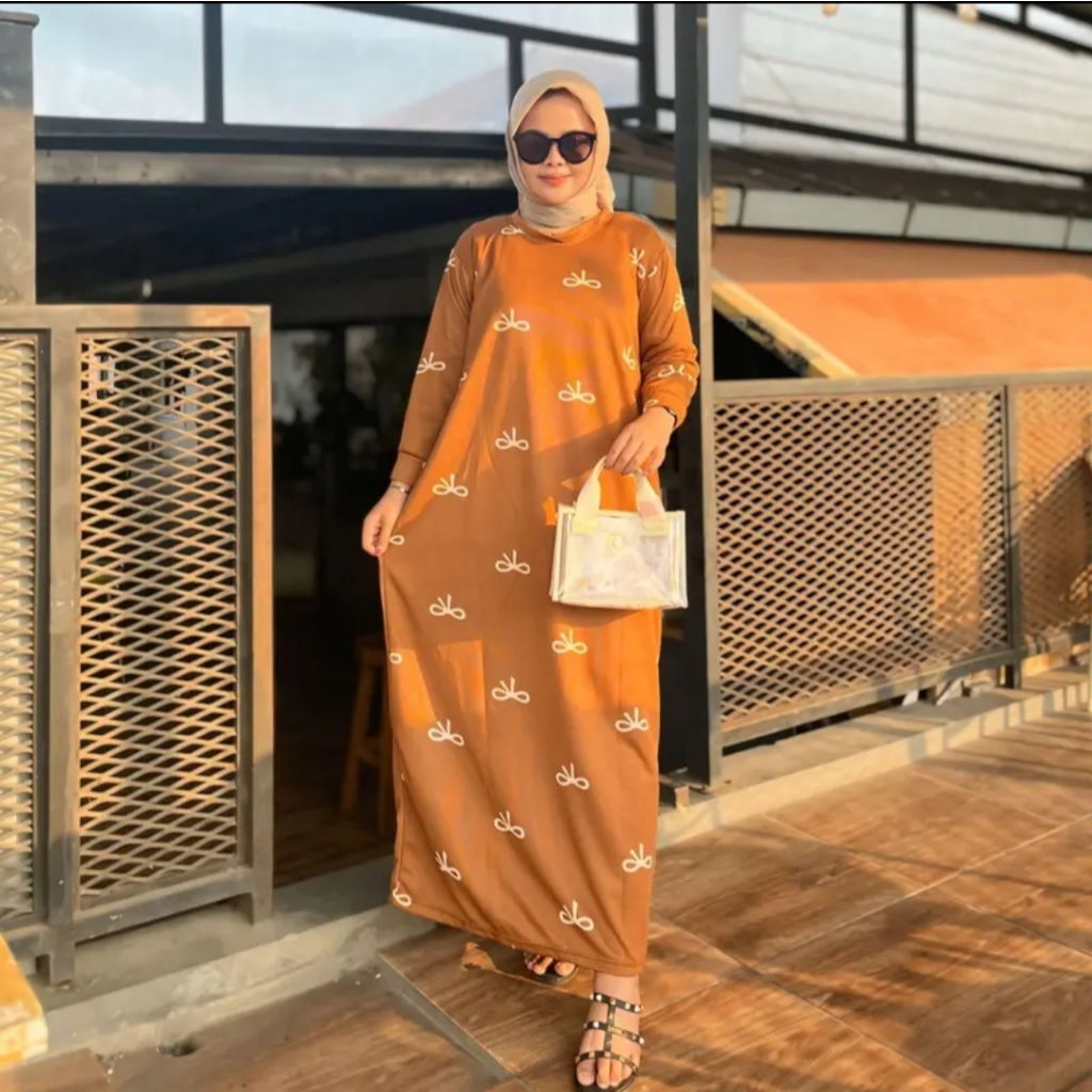 Gamis Muslim Knit SINDORO Motif Pita Lengan Panjang / Gamis 2025 Model Baru / Gamis Hitam Remaja