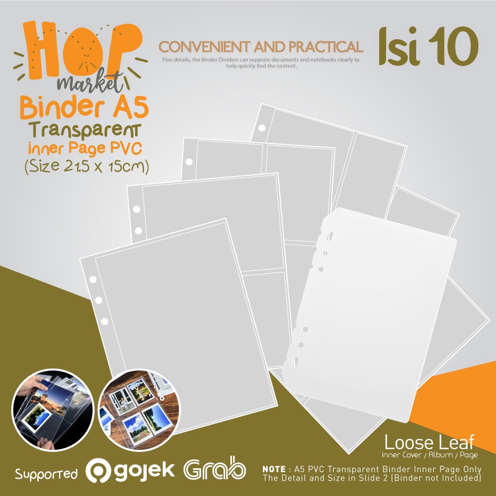 

Potongan Ekstra 15 Sleeve Pocket A5 isi 1 for 6 Ring Album Binder Notebook Diary Photocard Idol KPOP Instax Foto Lomo Card Holder Ukuran A 5
