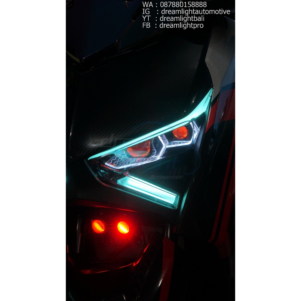 Yamaha XMAX 250 New Connected Lampu Depan Custom BILED Projie Matrix Akrilik 3D BMW HexaFrame