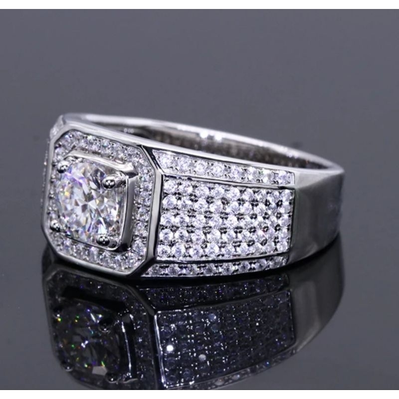 Moissanite cincin pria wanita perhiasan sertifikat GRA asli, lengkap sertifikat.