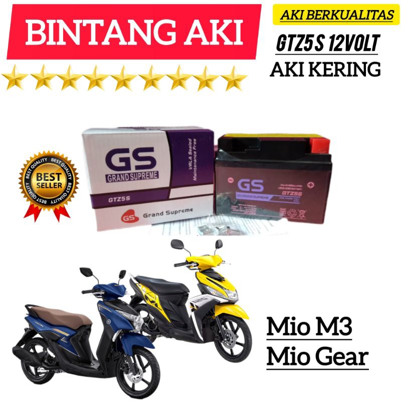 Aki Motor Mio M3 Aki Motor Mio Gear Aki Motor GS Grand Supreme Aki kering Accu kering GTZ5S 12 Volt 