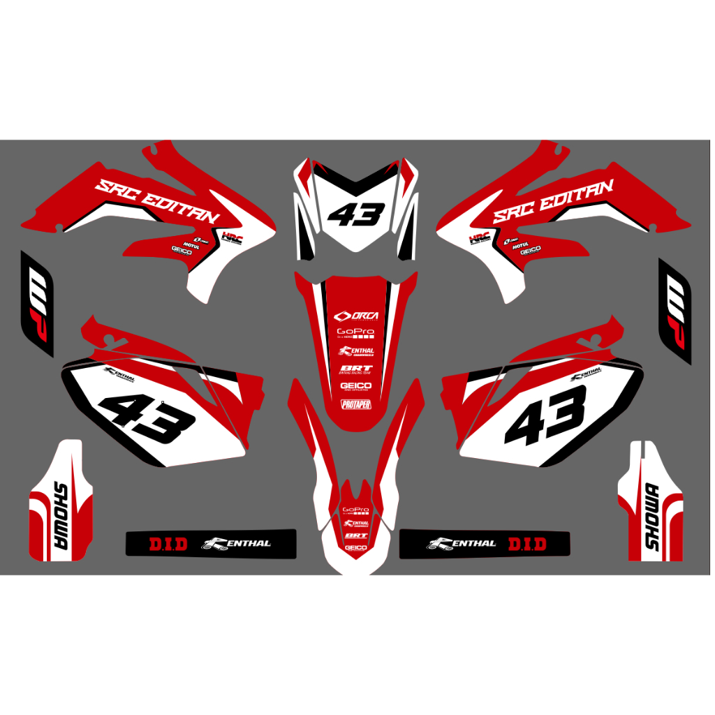 Decal stiker motor VIAR 250 full body MOTIF CRF MERAH D-F2-006