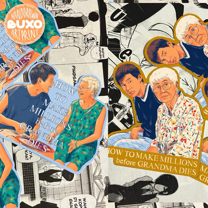

buxo - HOW TO MAKE MILLIONS BEFORE GRANDMA DIES vinyl sticker / sticker film movie series lucu