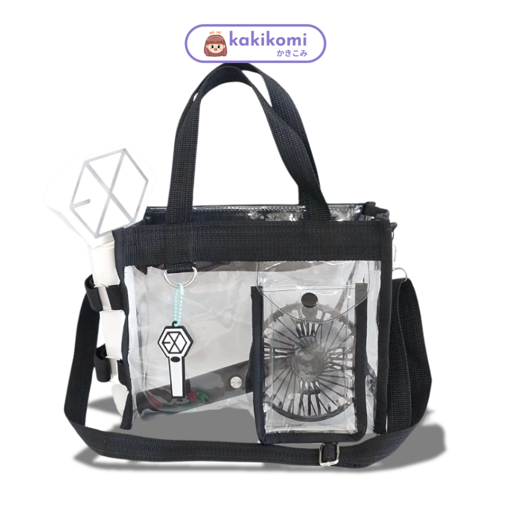 Tas Selempang Transparan Hitam PVC Sling Bag Tas Konser Kpop NCT Seventeen EXO