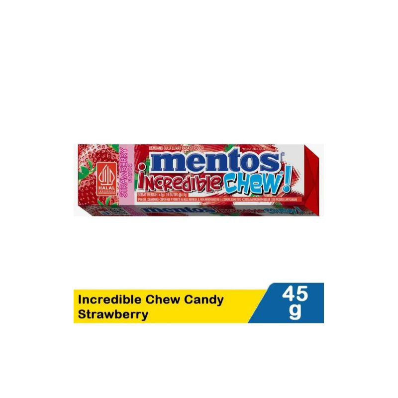 

MENTOS CANDY INCREDIBLE CHEW STRAWBERRY 45 GR