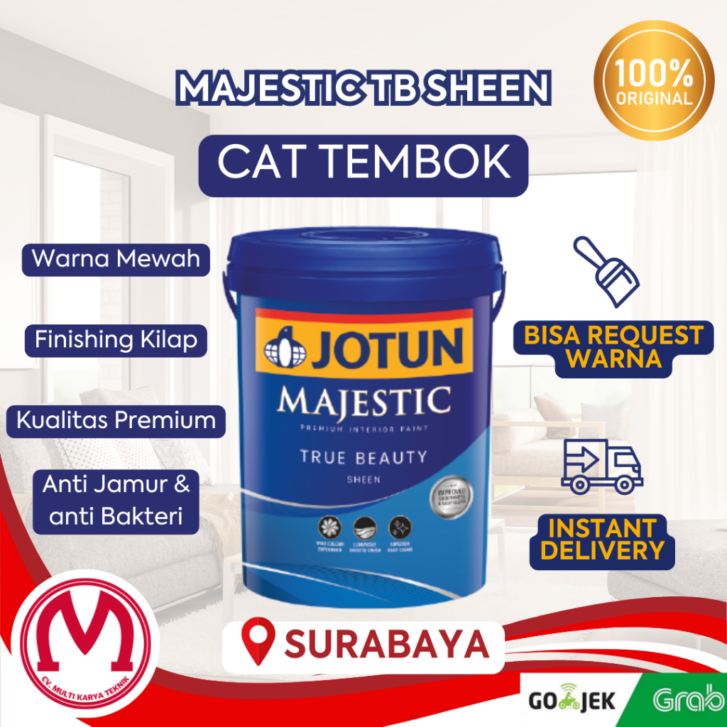 Jotun Majestic True Beauty Sheen Cat Tembok Interior Anti Jamur & Anti Bakteri 20L
