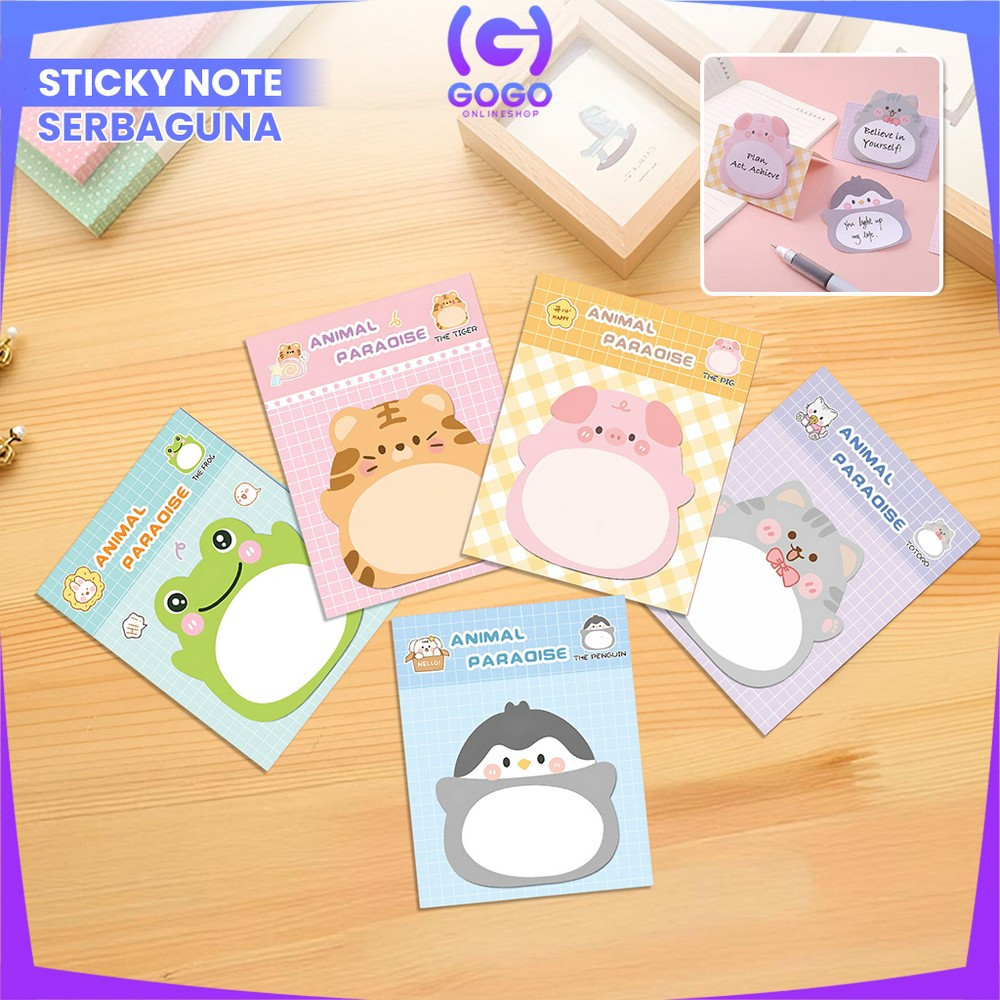 

GOGO-A103 Sticky Notes Motif Hewan Isi 20 Lembar / Tempelan Kertas Catatan Memo Mini Sticky Note Animal Lucu Serbaguna