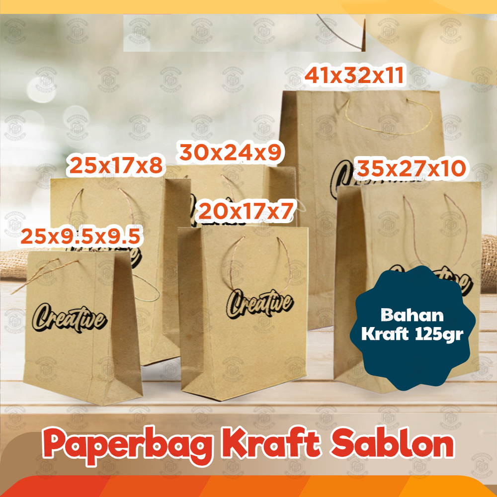 

Kantong Kertas Kraft sablon | Paper Bag tali cokelat custom sablon | Goodie Bag murah |