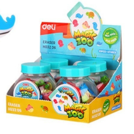 

DELI - EH03206 Eraser Bucket 4 animal design / PET tube 50*50*54mm (Mixed)
