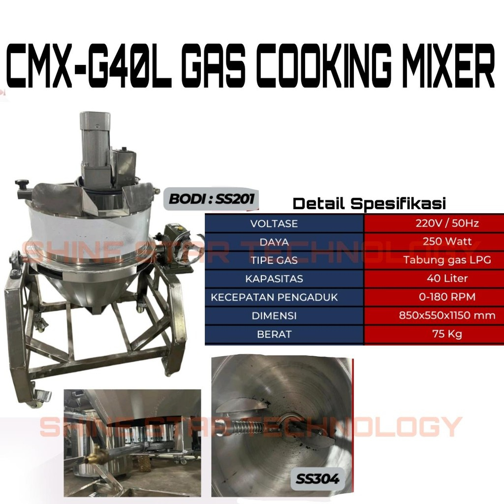Fomac Gas Tilting Cooking Mixer CMX-G40L Mesin Wajan Pemasak Pengaduk produk Sup, Saus, Kari, Adonan
