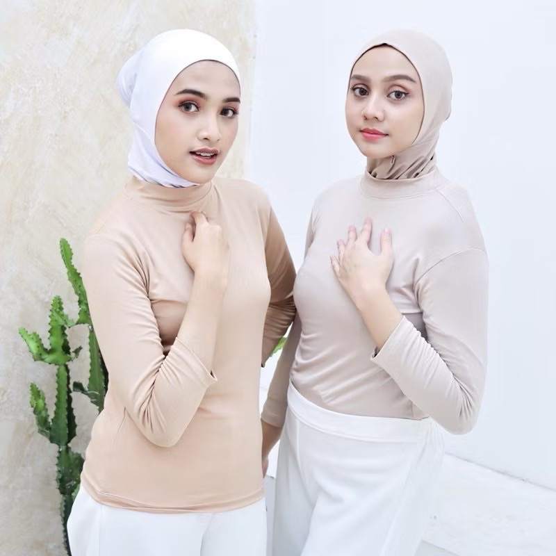 Manset Baju Turtle Neck Baju Dalaman Atasan Lengan Panjang Baju Wanita Dalaman Muslim