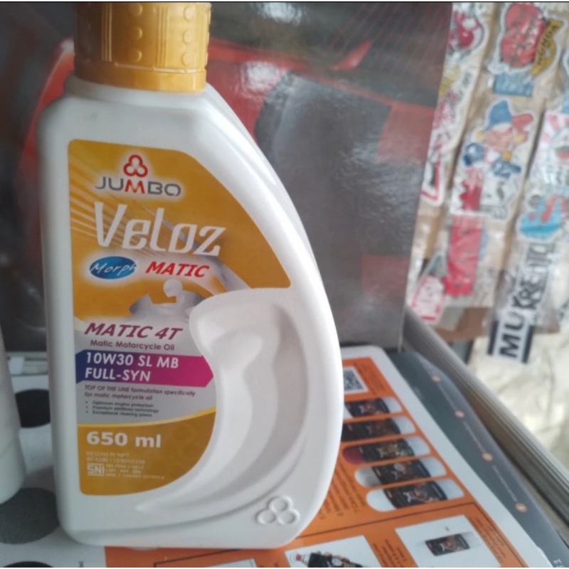 oli motor matic veloz jumbo 10w30 0.65 liter asli 100% original