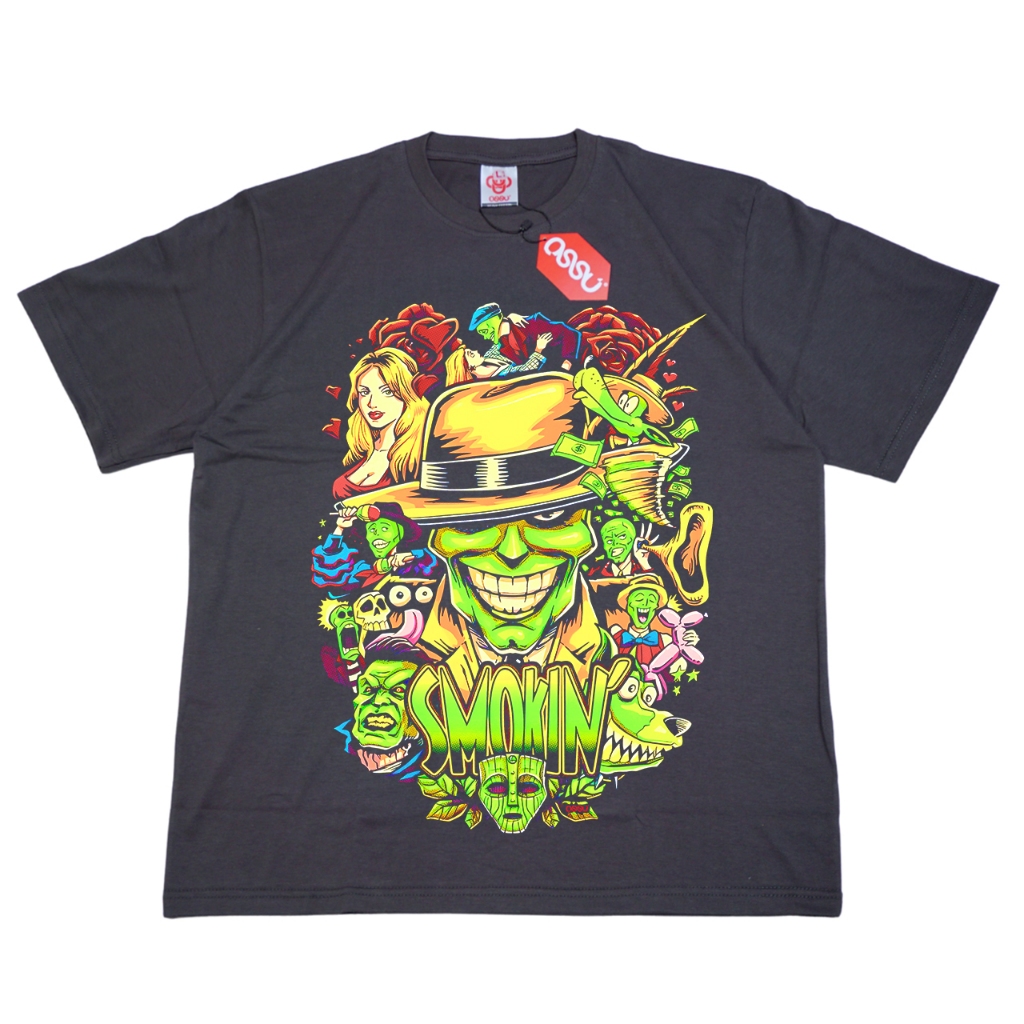 OSSU TSHIRT THE MASK - SMOKIN BLACK WASHED GREY WHITE TEE