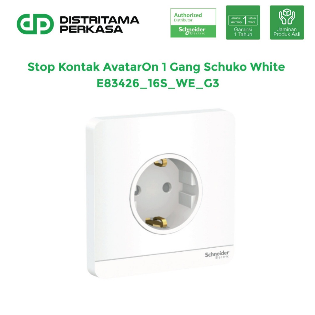 OK Schneider AvatarOn Stop Kontak Schuko - White E83426_16S_WE_G3 SP25