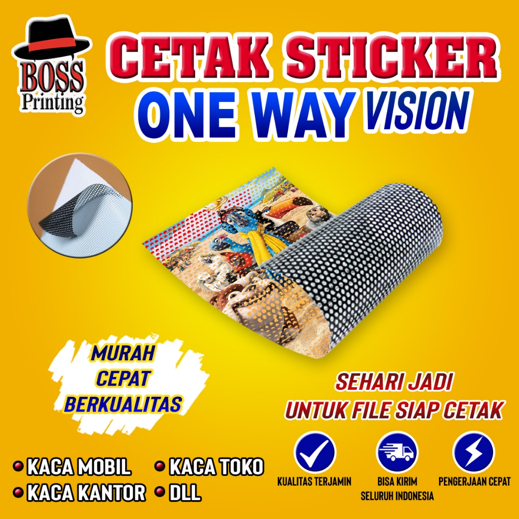 

Cetak sticker oneway vision|sticker kaca mobil|print one way|sticker kaca toko