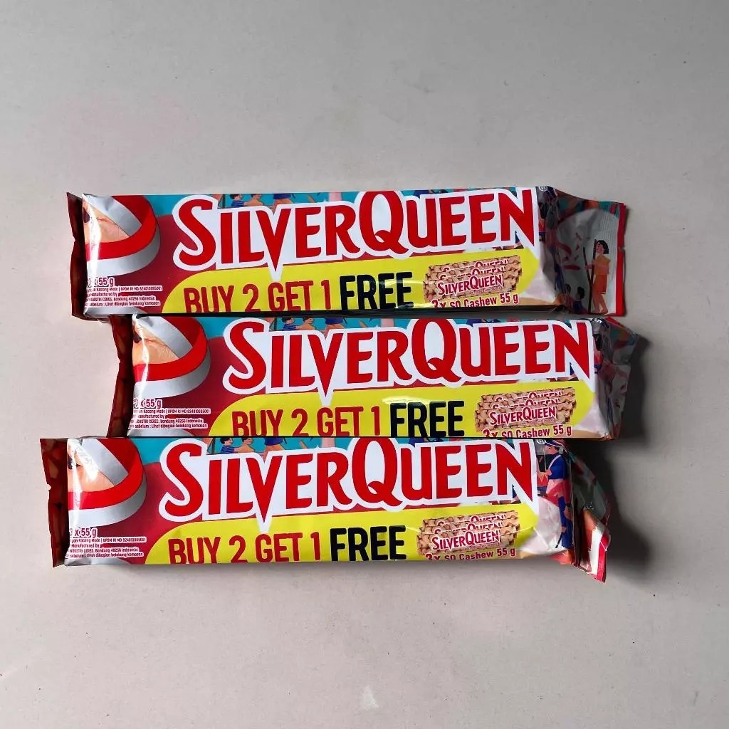 

PROMO SILVERQUEEN 55 GRAM BUY 2 GET 1 FREE (3PCS) LIMITED EDITION CASHEW / MEDE