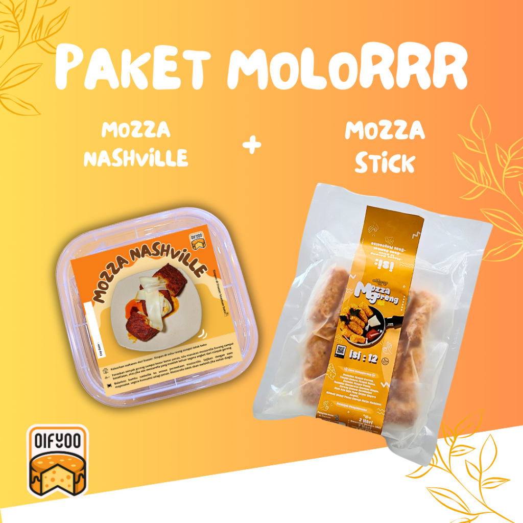 

PAKET MOLORR (1PCK MOZZA NASHVILLE + 1PCK MOZZA STICK ISI 12)