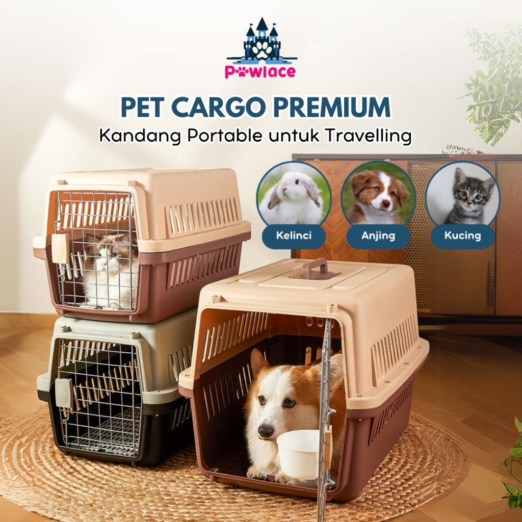Pet Cargo Anjing Kucing - Pet Cargo Hitam -  Travel Pet Carrier Cargo Kucing Keranjang Kucing Anjing