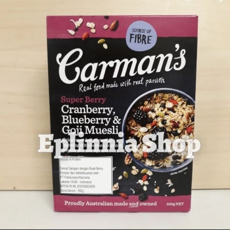 

Carman's Carmans Super Berry Cranberry Blueberry & Goji Muesli 500 gr