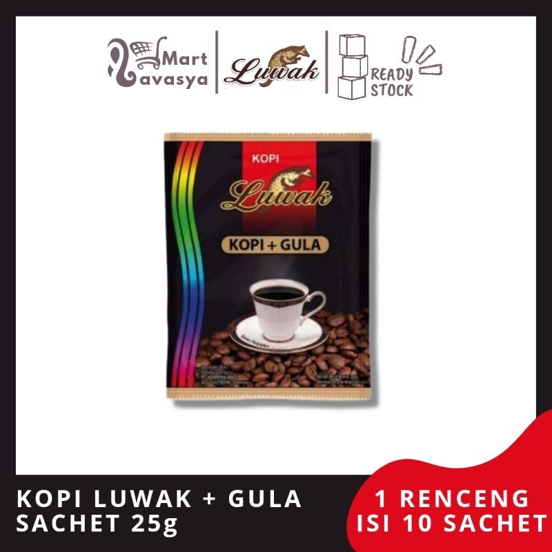 

KOPI LUWAK + GULA SACHET 25g - 1 RENCENG ISI 10 SACHET - KOTA BANDUNG - LAVASYA MART