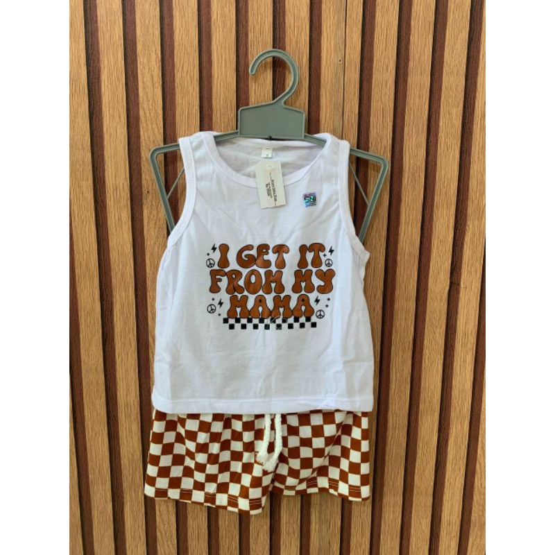 Setelan Baju dan Celana Checkered I Get It From Hapa/Setelan Anak Kaos Jersey/Lekton