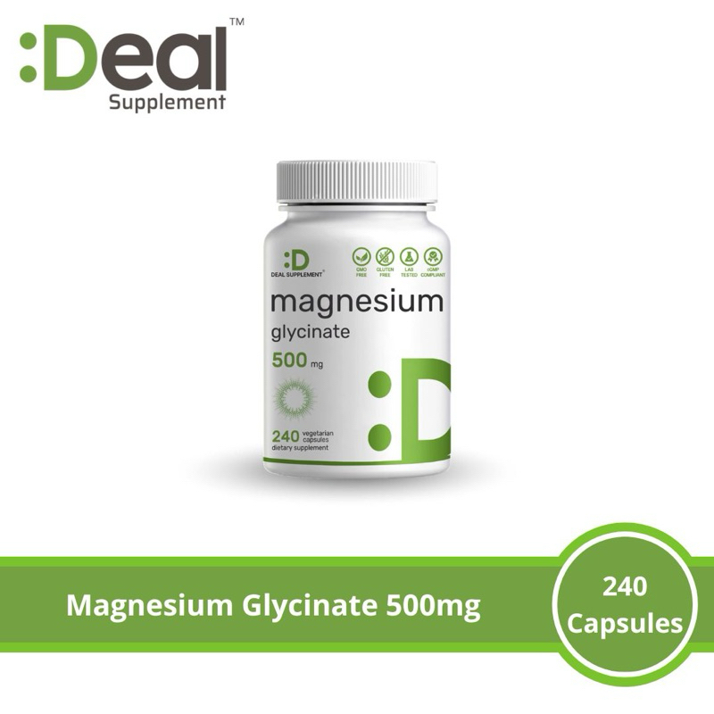 Deal Supplement Magnesium Glycinate 500mg - 240 Vegetarian Capsules