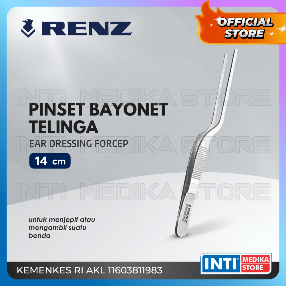 RENZ - Pinset Bayonet Telinga Stainless Steel | Ear Dressing Forcep