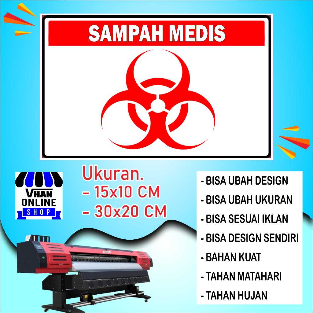 

Cetak Stiker Tempelan Tempat Sampah Medis Bahan Kuat Merah