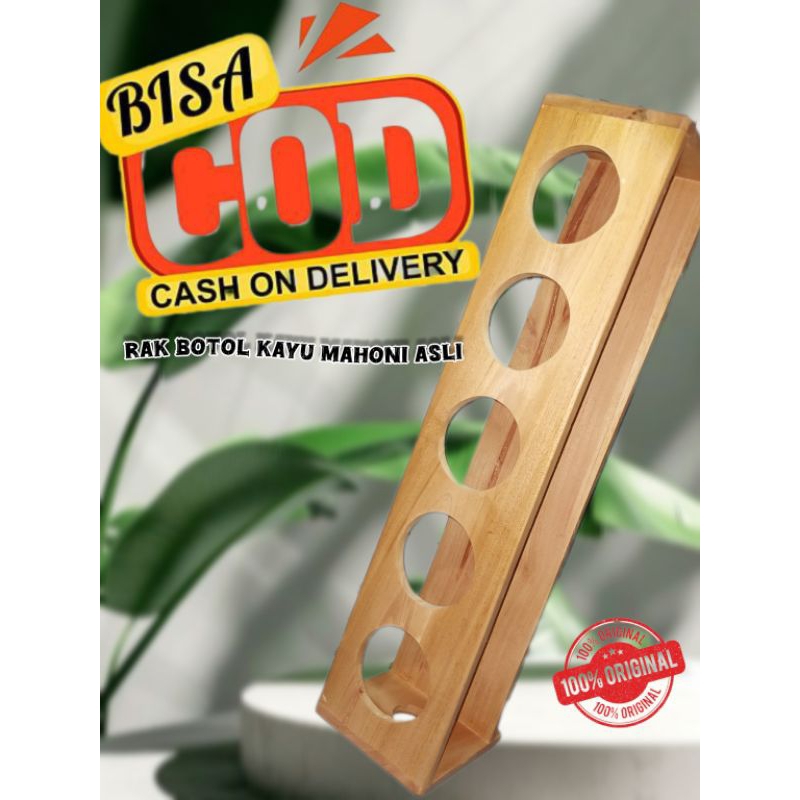 Rak botol kecap botol sirup 5 lubang bahan kayu mahoni