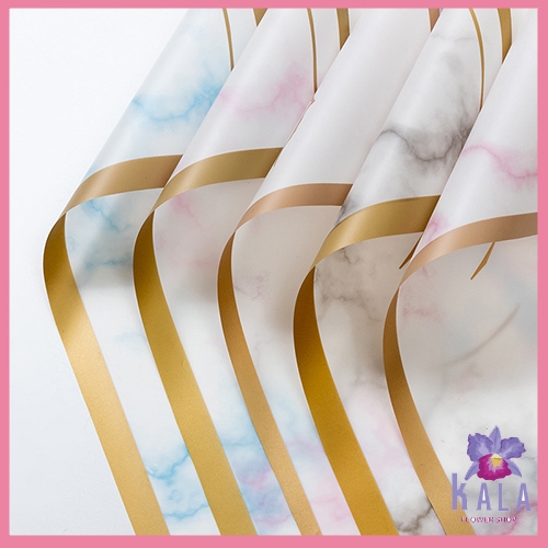 

FLOWER WRAPPING MARBLE GOLD LINE CELLOPHANE WATERPROOF KERTAS BUKET BUNGA kb6048