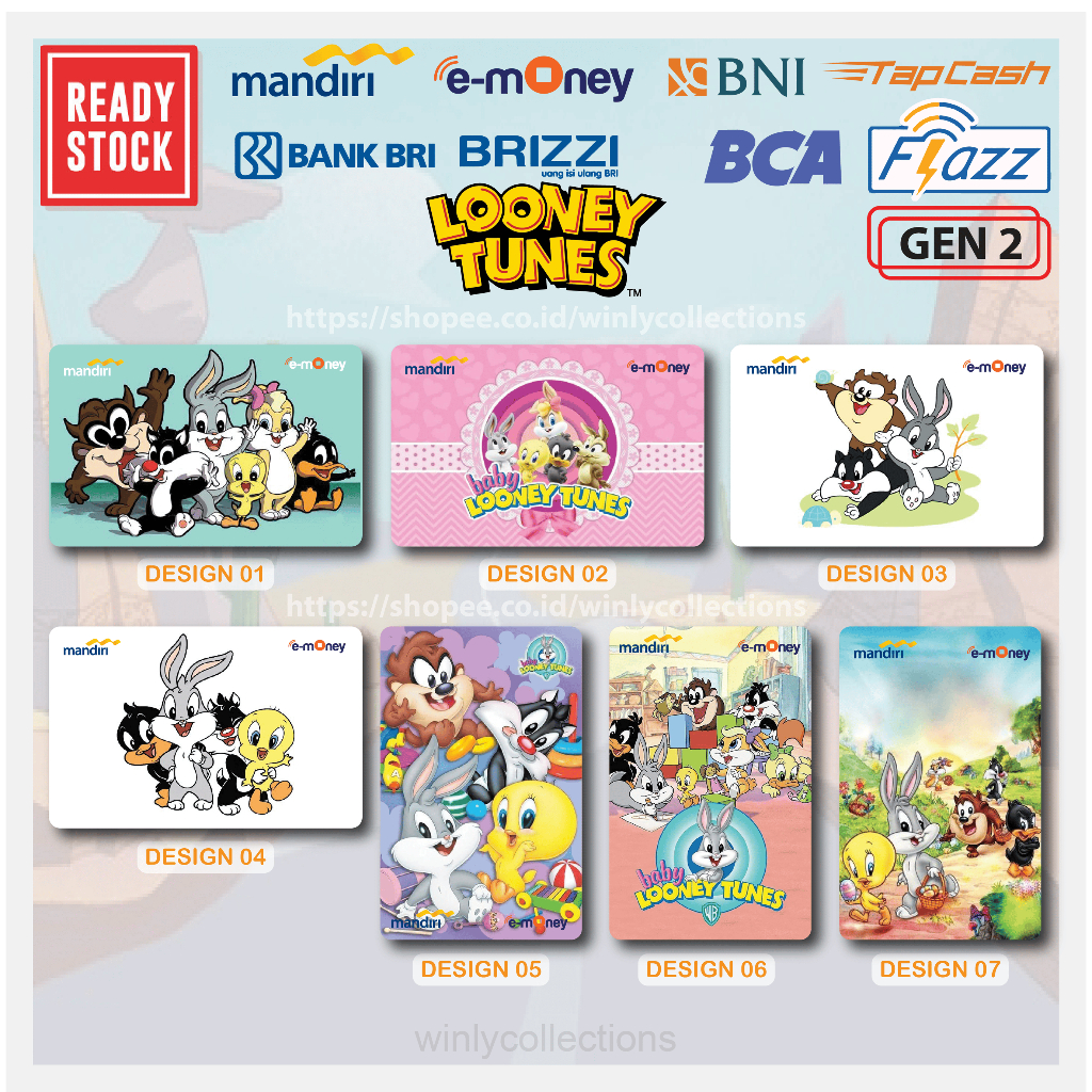 KARTU EMONEY ETOL BABY LOONEY TUNES CUTE ANIME FLAZZ BCA GEN 2 MANDIRI TAPCASH BNI BRI BRIZZI 1 SISI