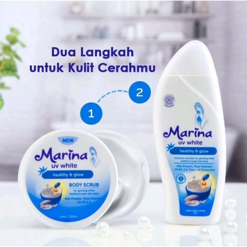 Marina Body Scrub + Marina Body Lotion Biru