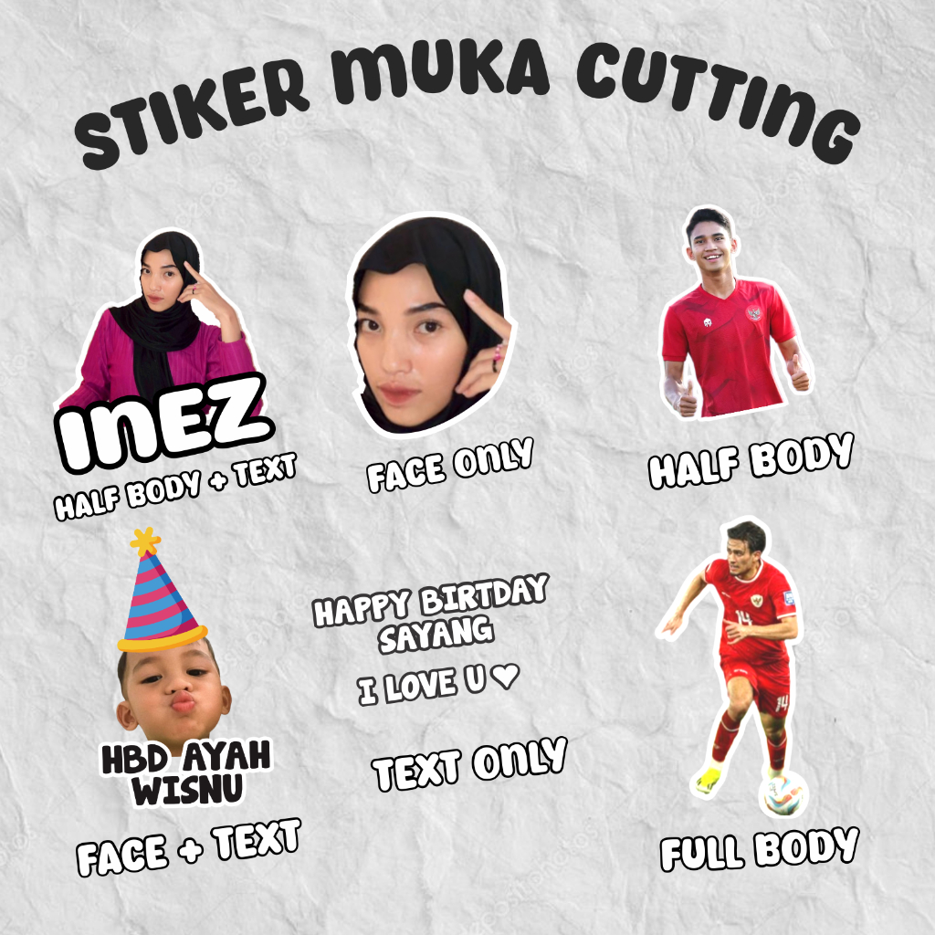 

[ COD ] STIKER CUSTOM MUKA | Stiker Foto Wajah | STIKER BIJIAN | ANTI AIR | Bebas Request