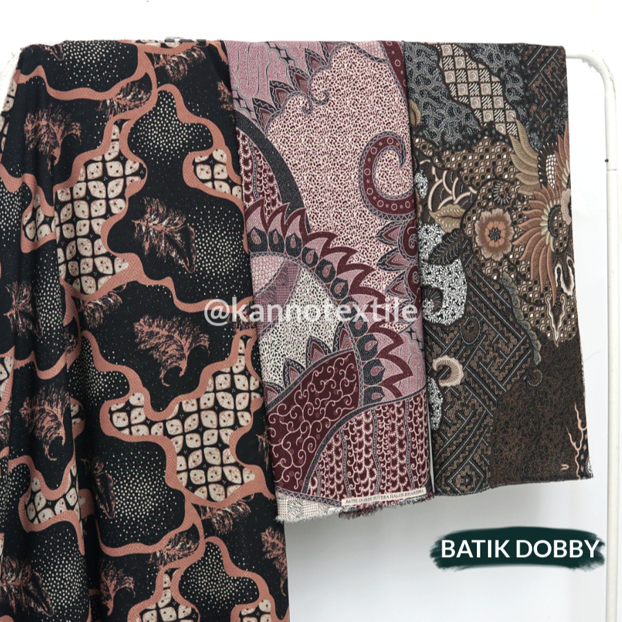 KAIN BATIK HALUS DOBBY POLYESTER MOTIF BUNGA WARNA HITAM/MAROON/CREAM/ABU BD22/23/24