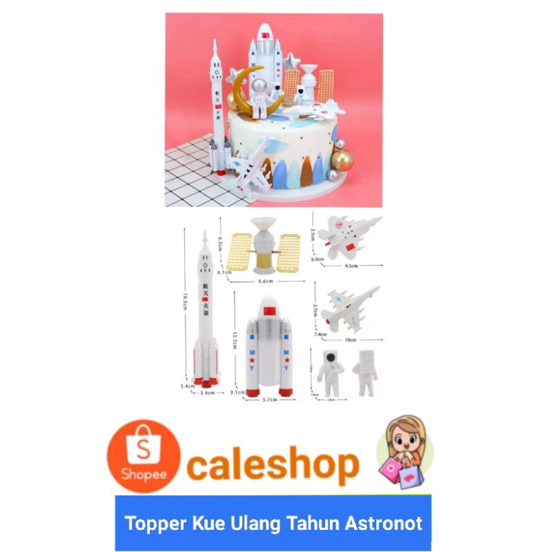 Topper Kue Ulang Tahun Astronot Pesawat Roket Luar Angkasa