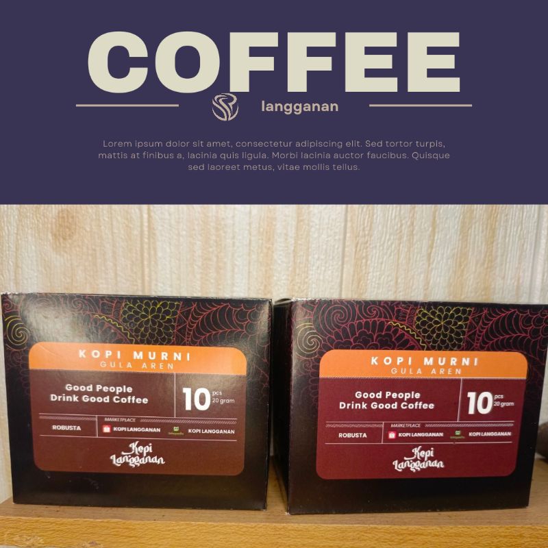 

kopi murni siap seduh mix gula aren asli isi 10 pcs