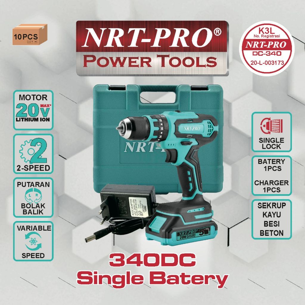 NRT PRO Bor Baterai 10mm Bisa Beton 340 Single