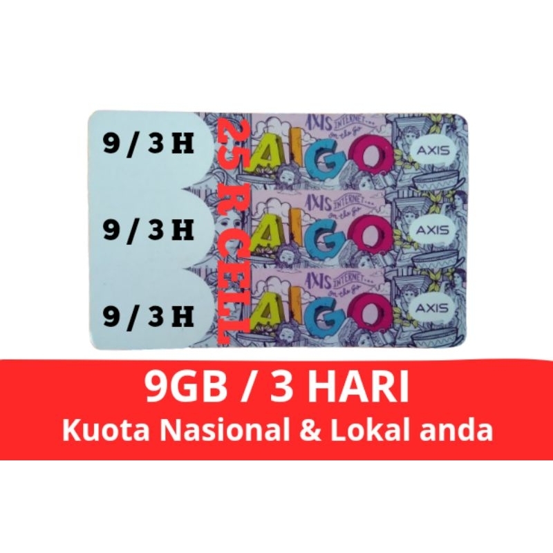 Paket Data Axis 9GB 3 HARI Kuota Nasional & Lokal Anda