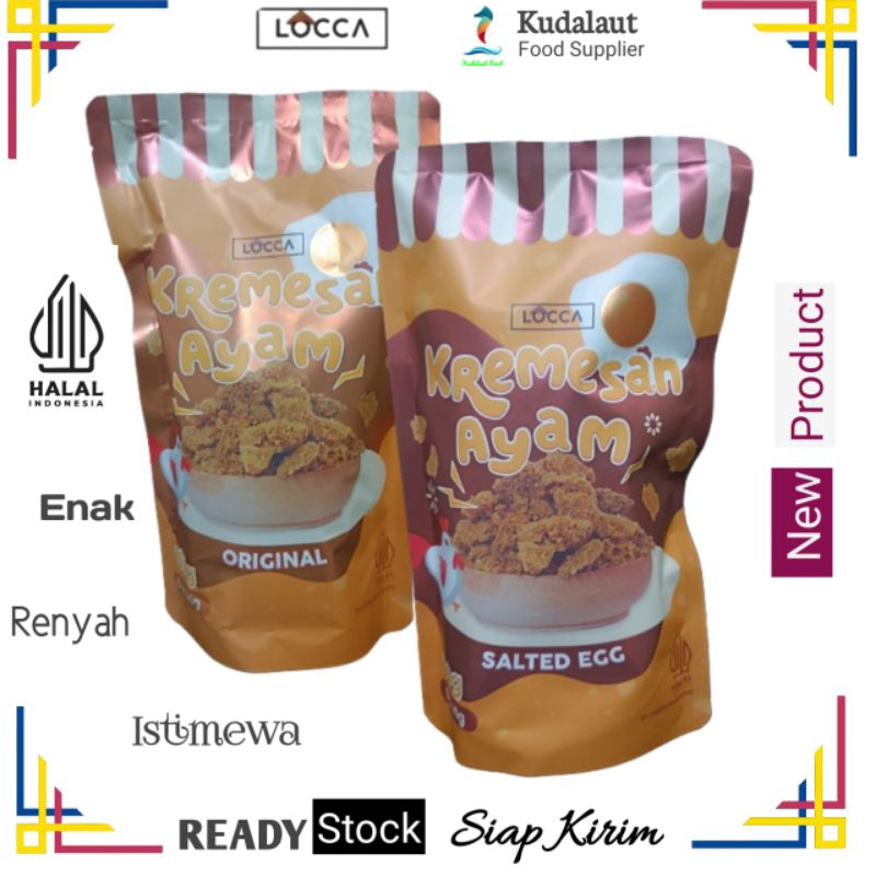 

Locca -- Kremesan Ayam (Rasa Original & Salted Egg); kemasan 100 g (isi 5 bks @20g)