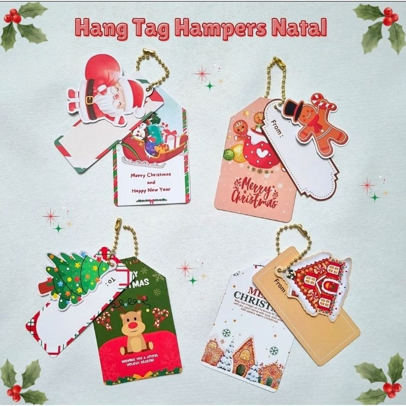 

[isi 5set] Hang tag 3in1 hampers kado hadiah natal christmas + gantungan rantai gold